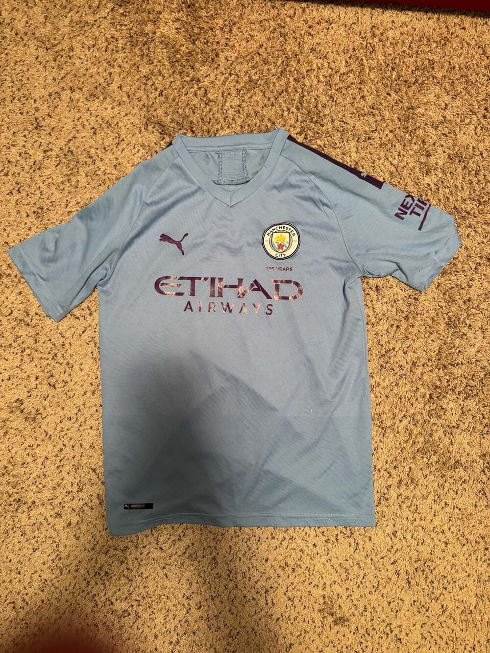 Puma Manchester City 125 Year Anniversary Jersey Size M De Bruyne 17 Light Blue